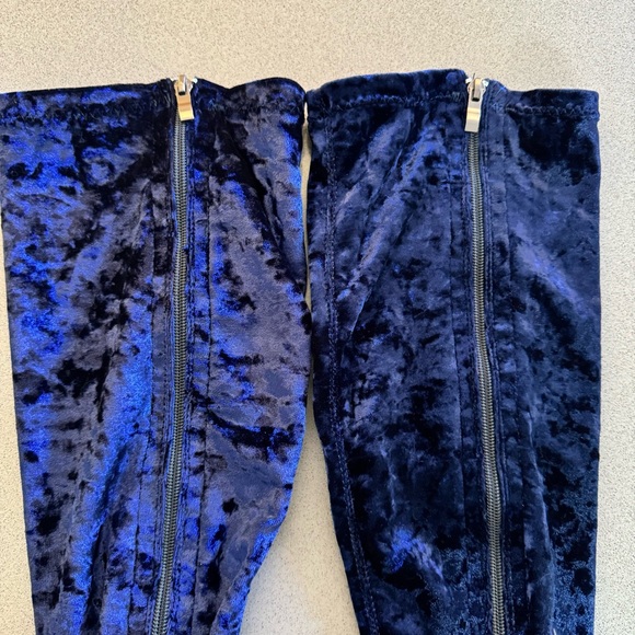 Blue Velvet Knee-High Boots - Picture 7 of 14